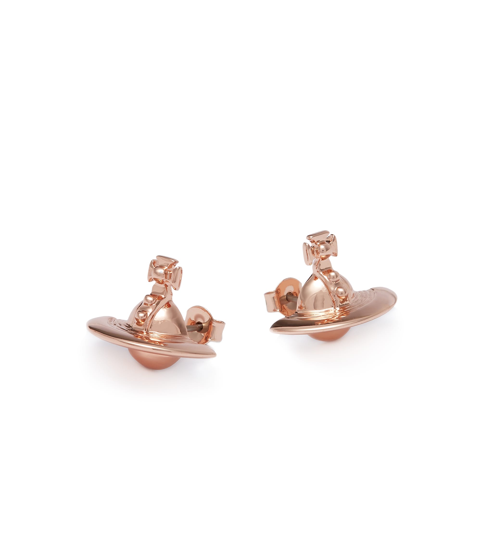 Vivienne Westwood Pink Gold Solid Orb Earrings