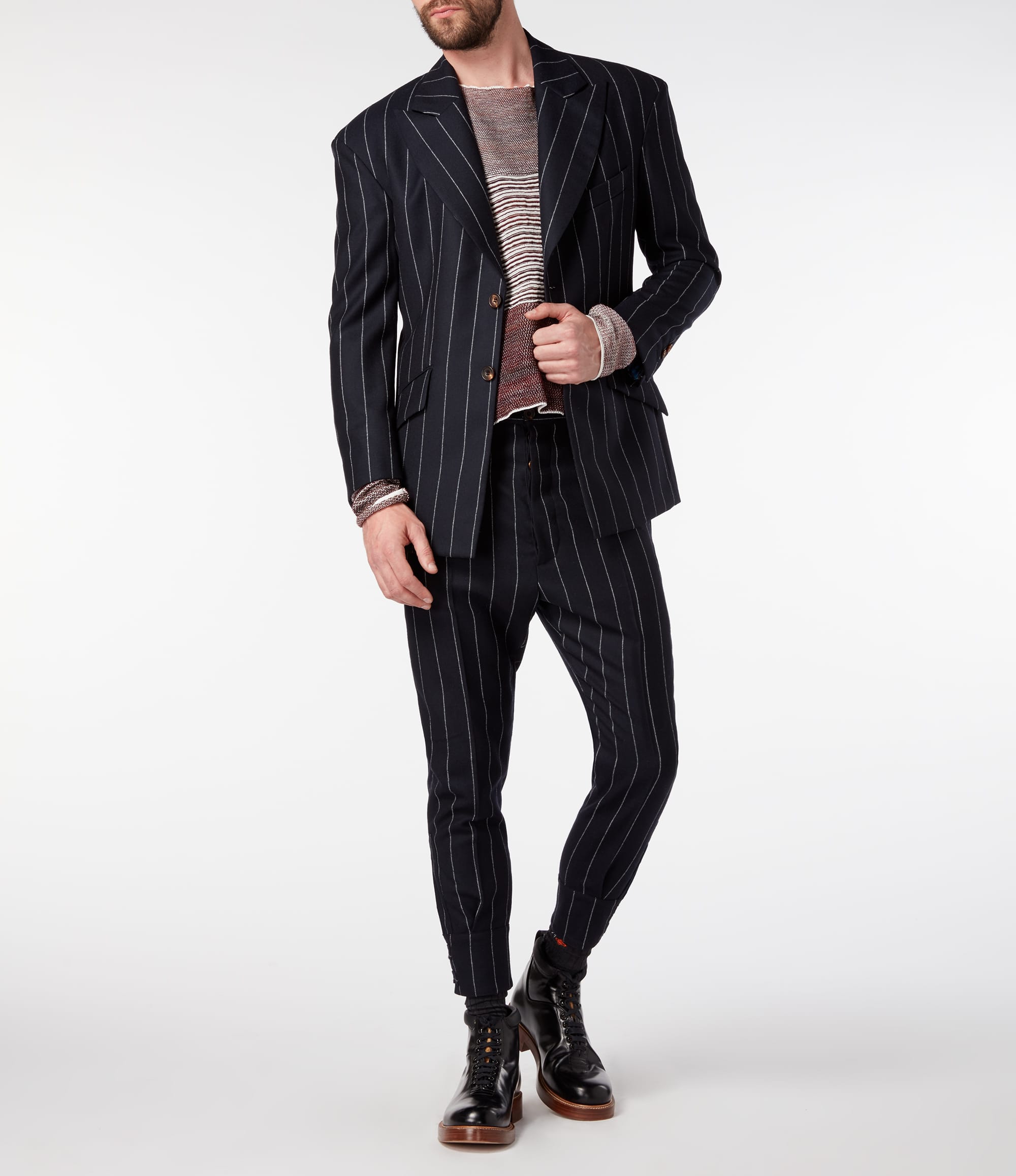 Vivienne Westwood Pinstripe Strape Cuff Trousers