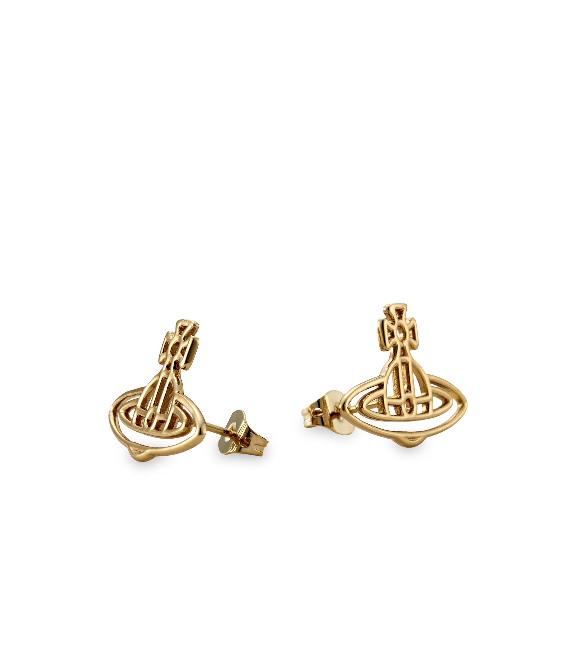 Vivienne Westwood Thin Lines Flat Orb Stud Earrings Gold