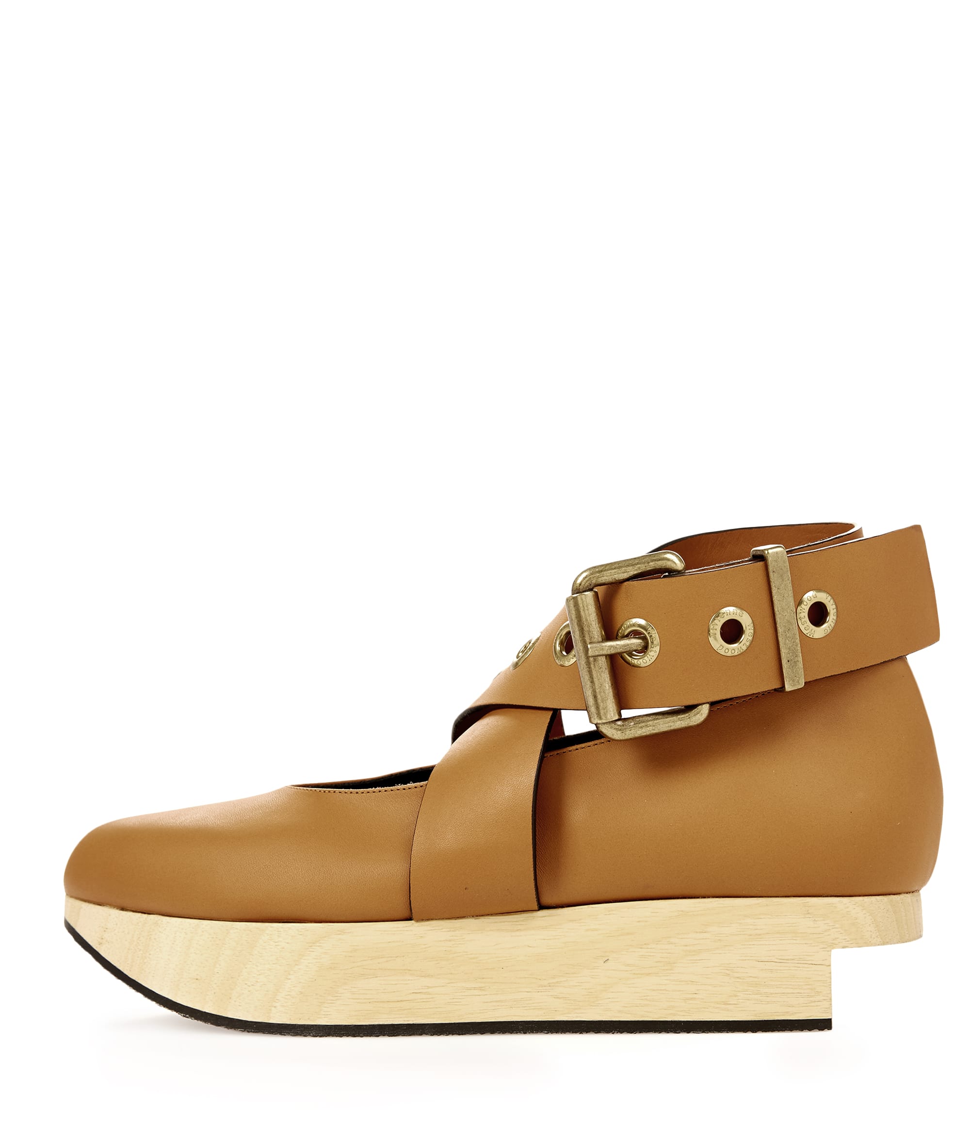 Vivienne Westwood Buckle Ballerina Platforms Caramel Tan