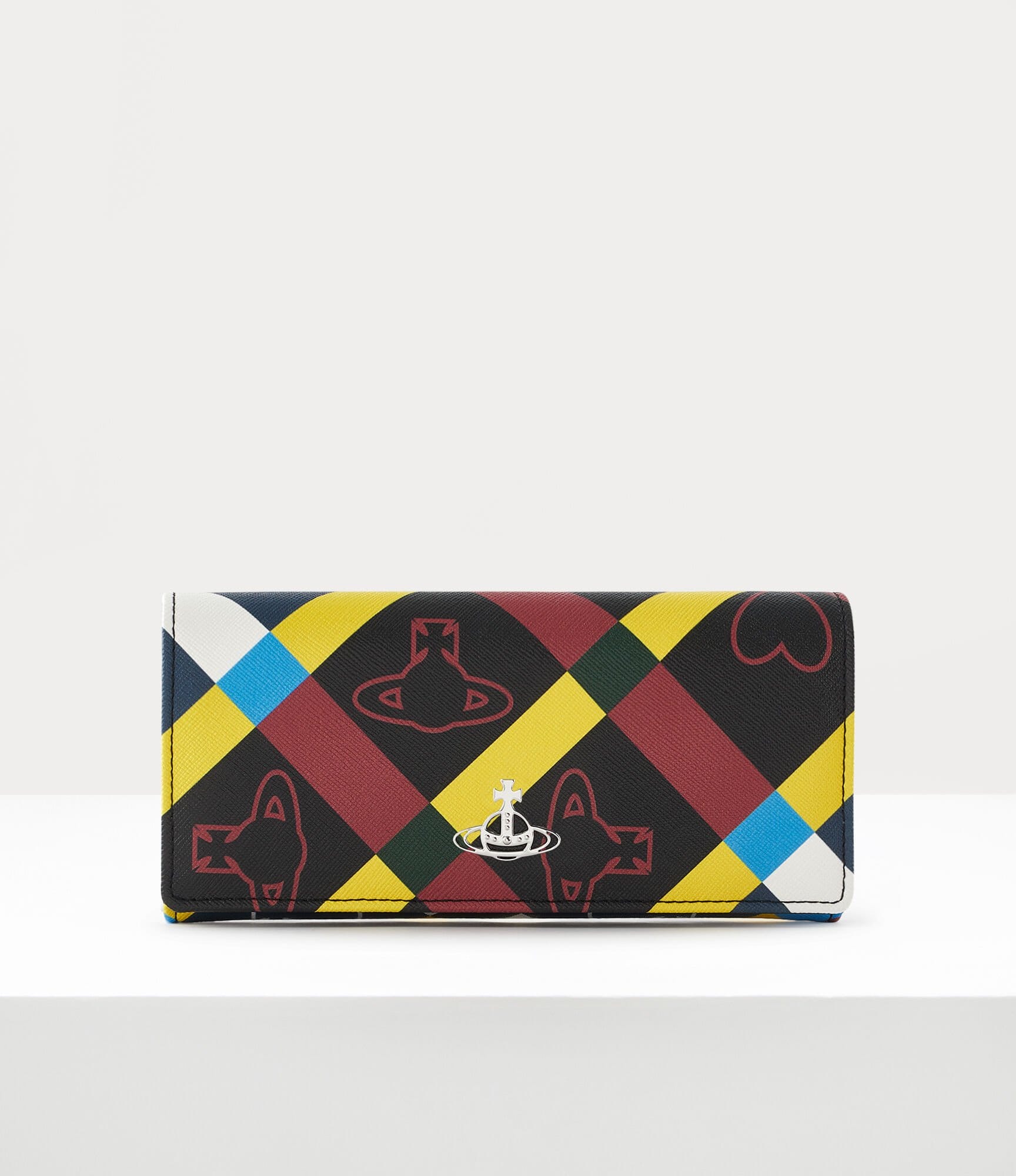 Vivienne Westwood Orb And Heart Check Classic Credit Card Wallet