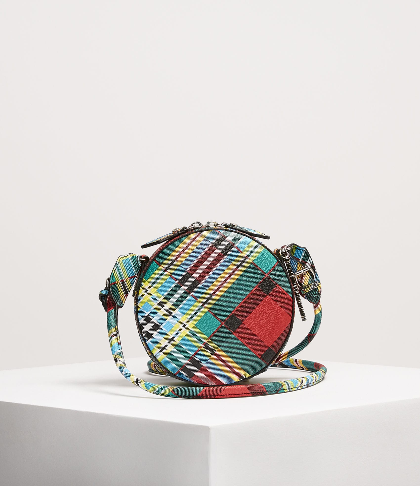 Vivienne Westwood SHUKA TARTAN ROUND CROSSBODY BAG GREEN