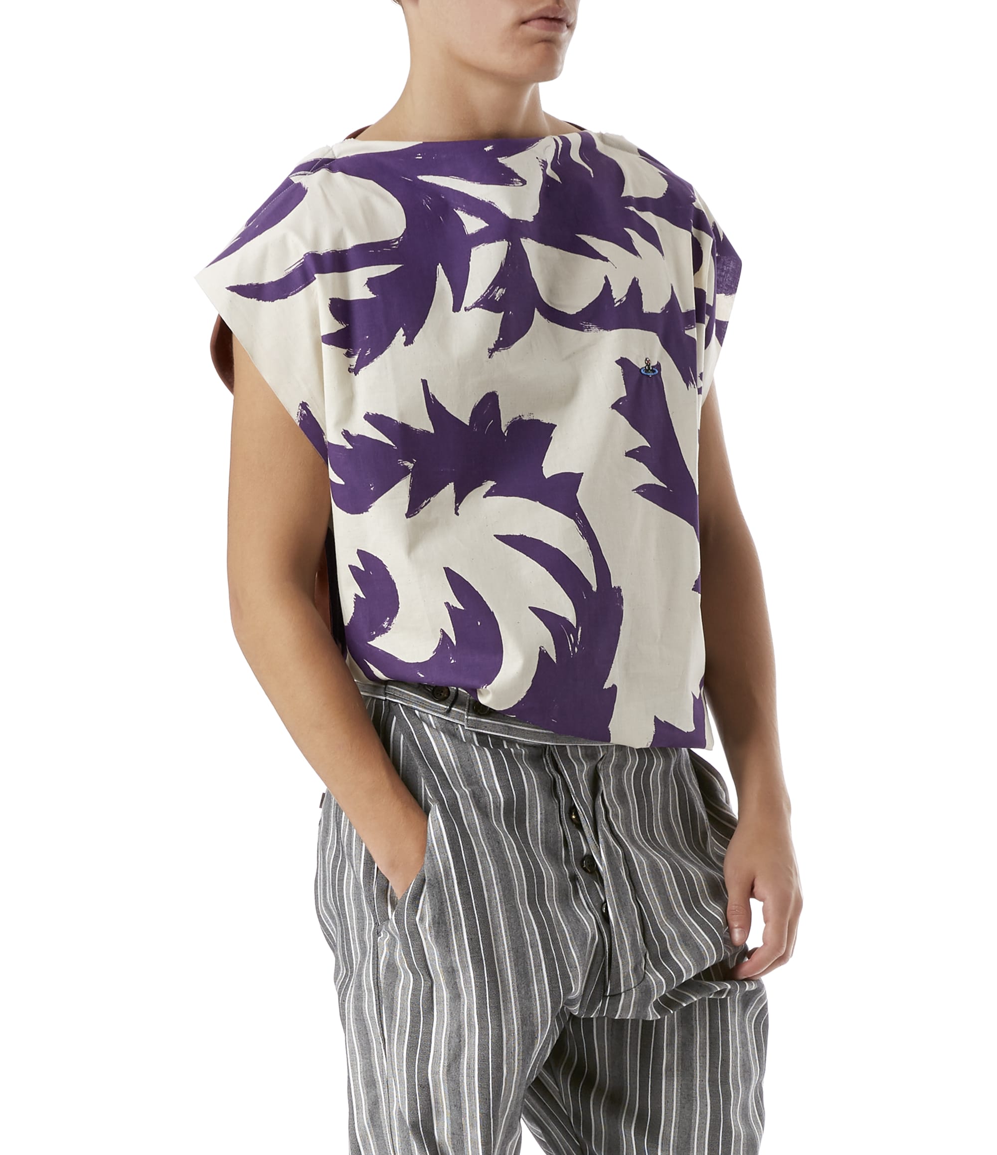 Vivienne Westwood Square T-Shirt Purple Leaves/Tobacco Jersey