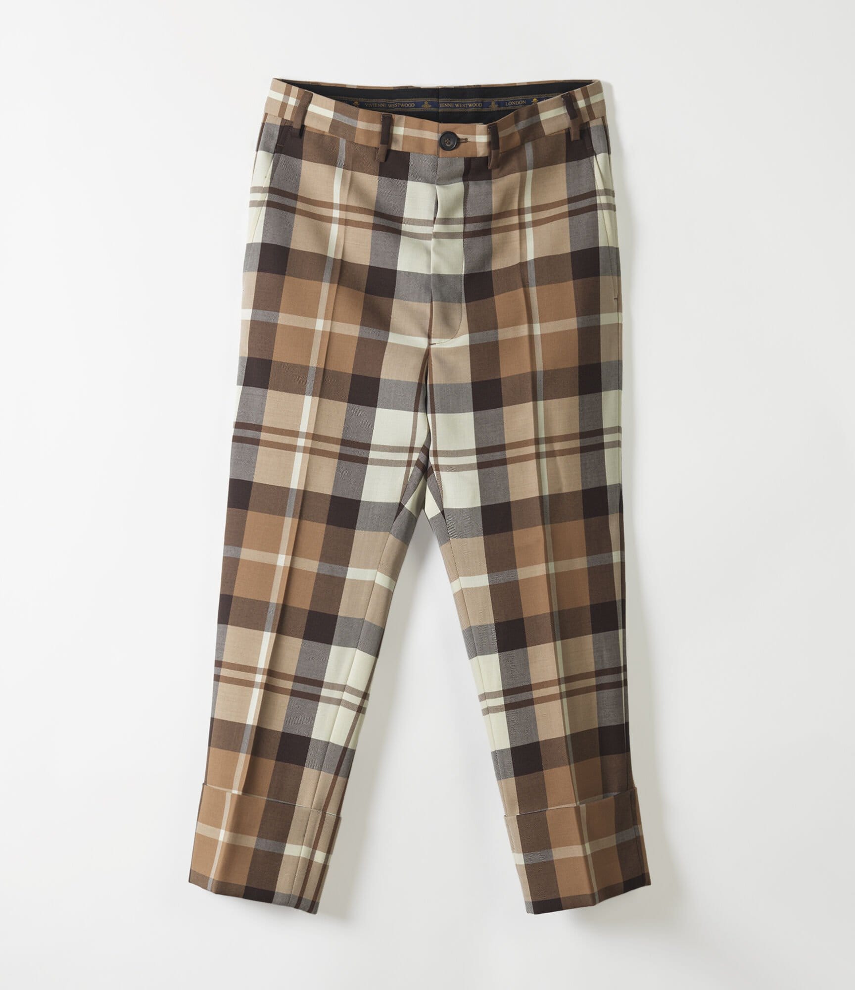 Vivienne Westwood George Cropped Trousers Camel Tartan