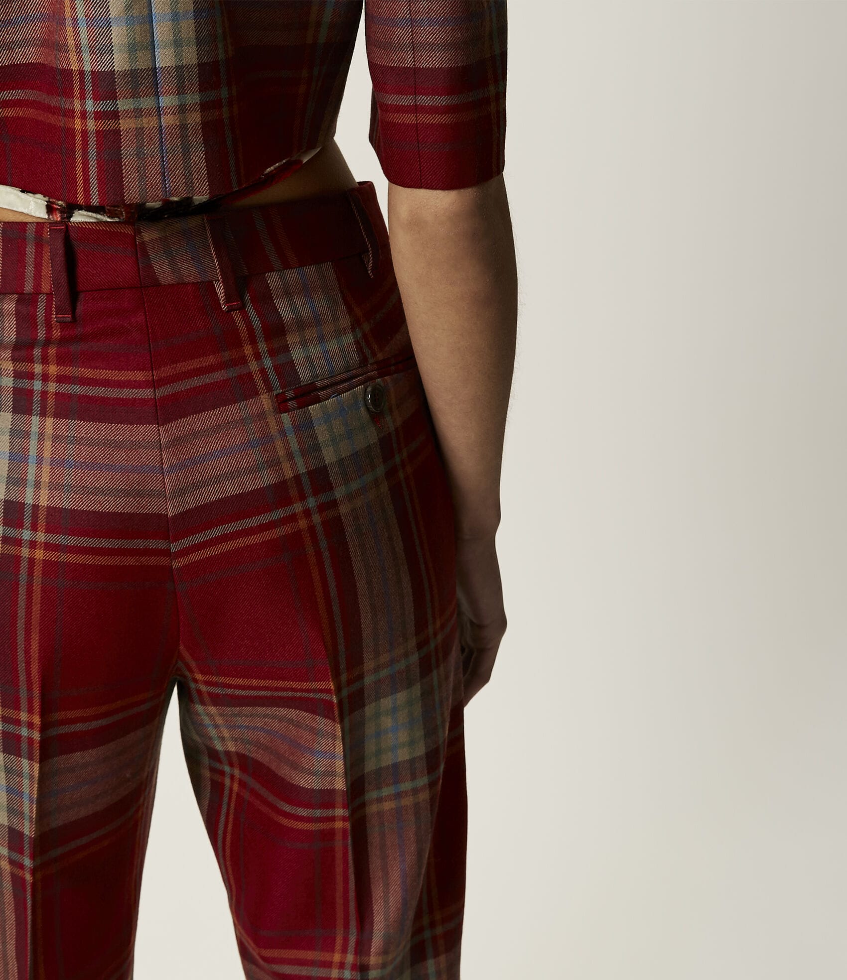 Vivienne Westwood LONG GEORGE TROUSERS BURGUNDY TARTAN