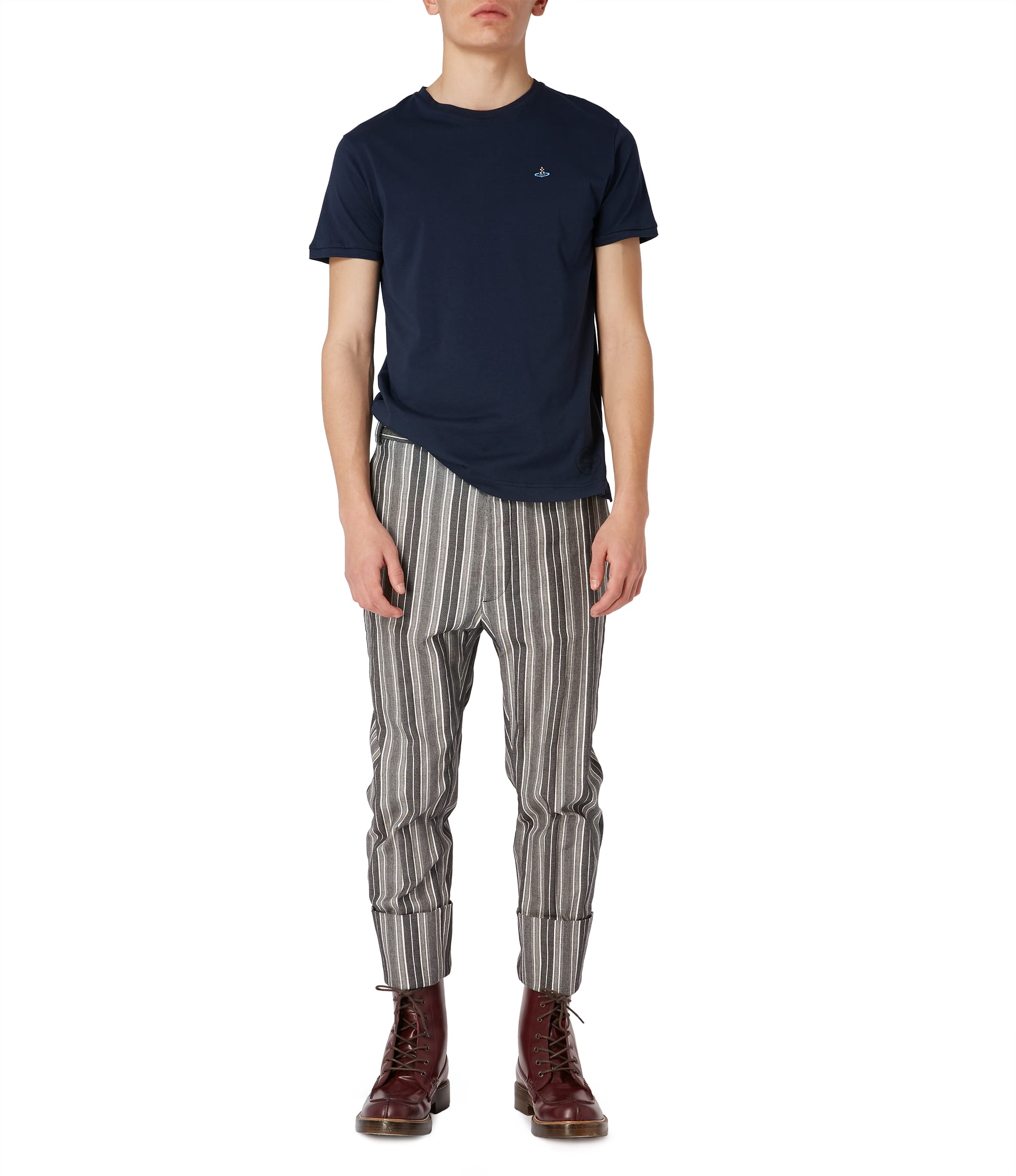 Vivienne Westwood Cropped James Bond Trousers Light Stripes