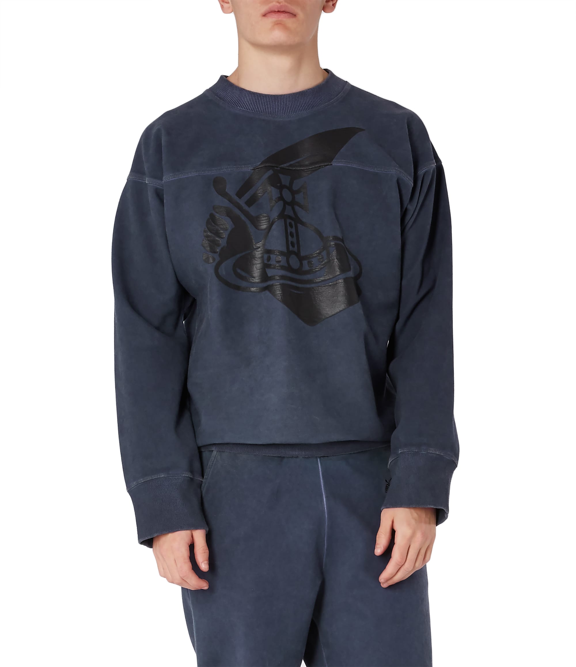 Vivienne Westwood Square Sweater Arm u0026 Cutlass Print Navy