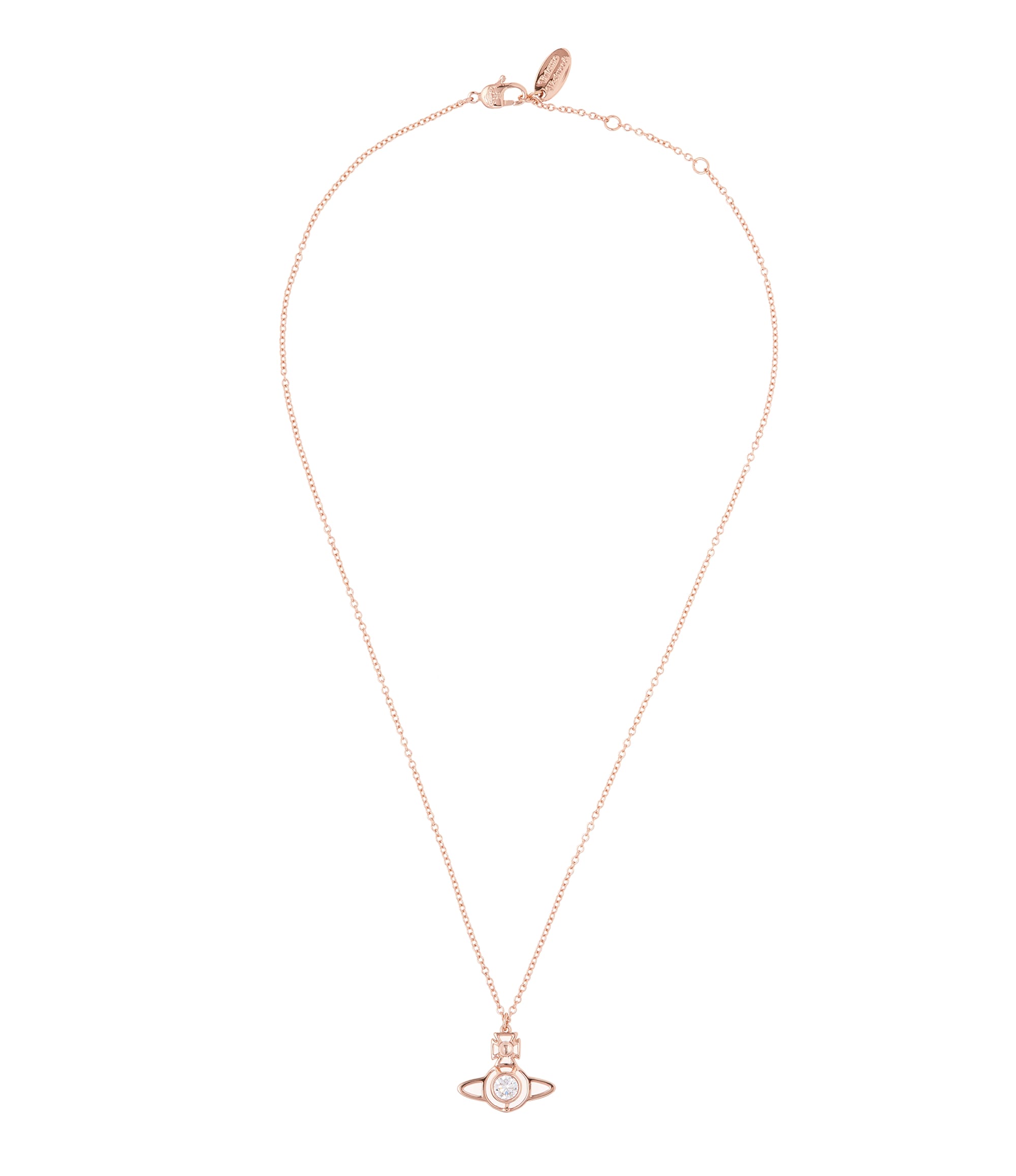 Vivienne Westwood White Crystal Pink Gold Nora Pendant