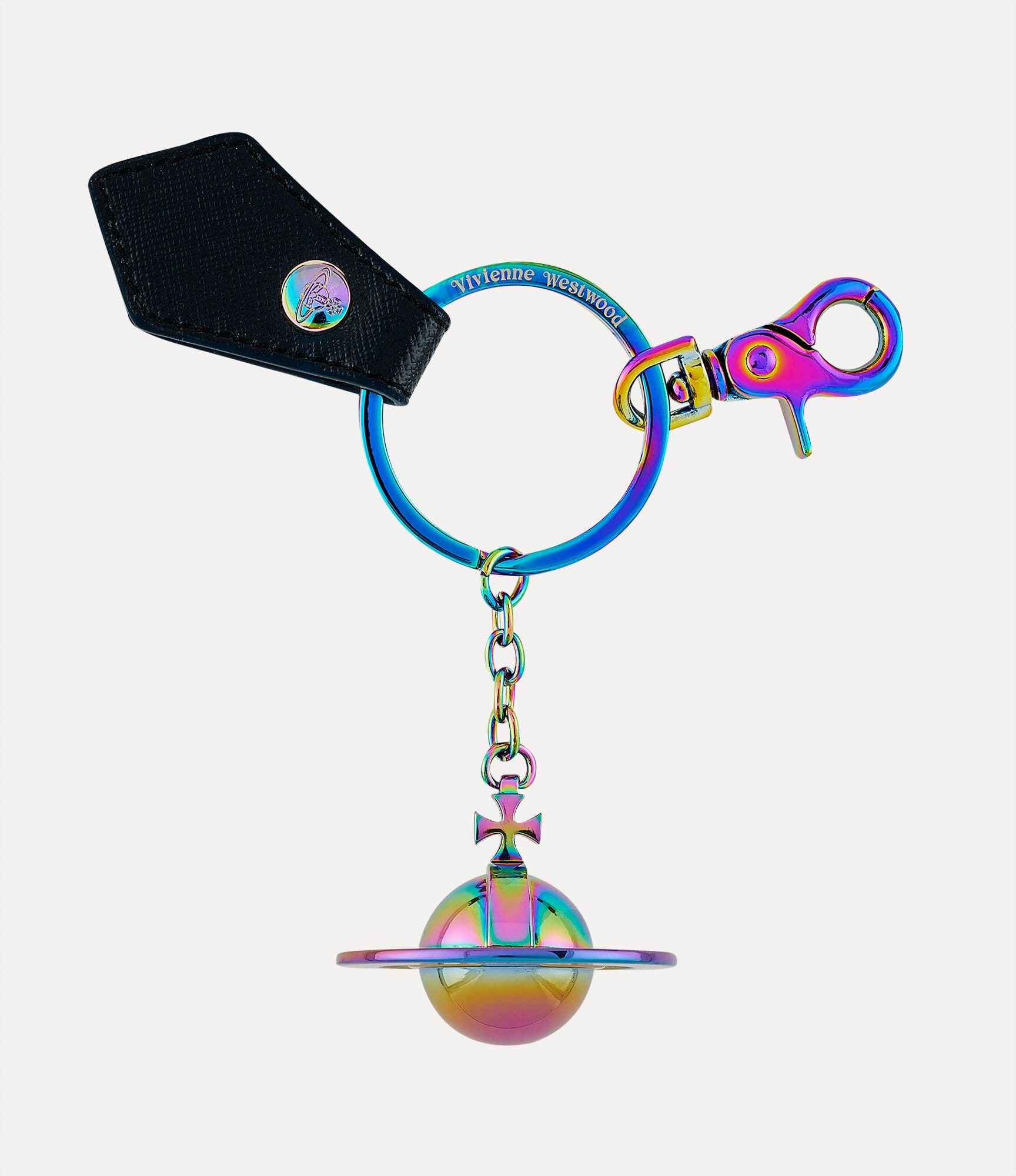 Vivienne Westwood Saffiano 3D Orb Iridescent Keyring