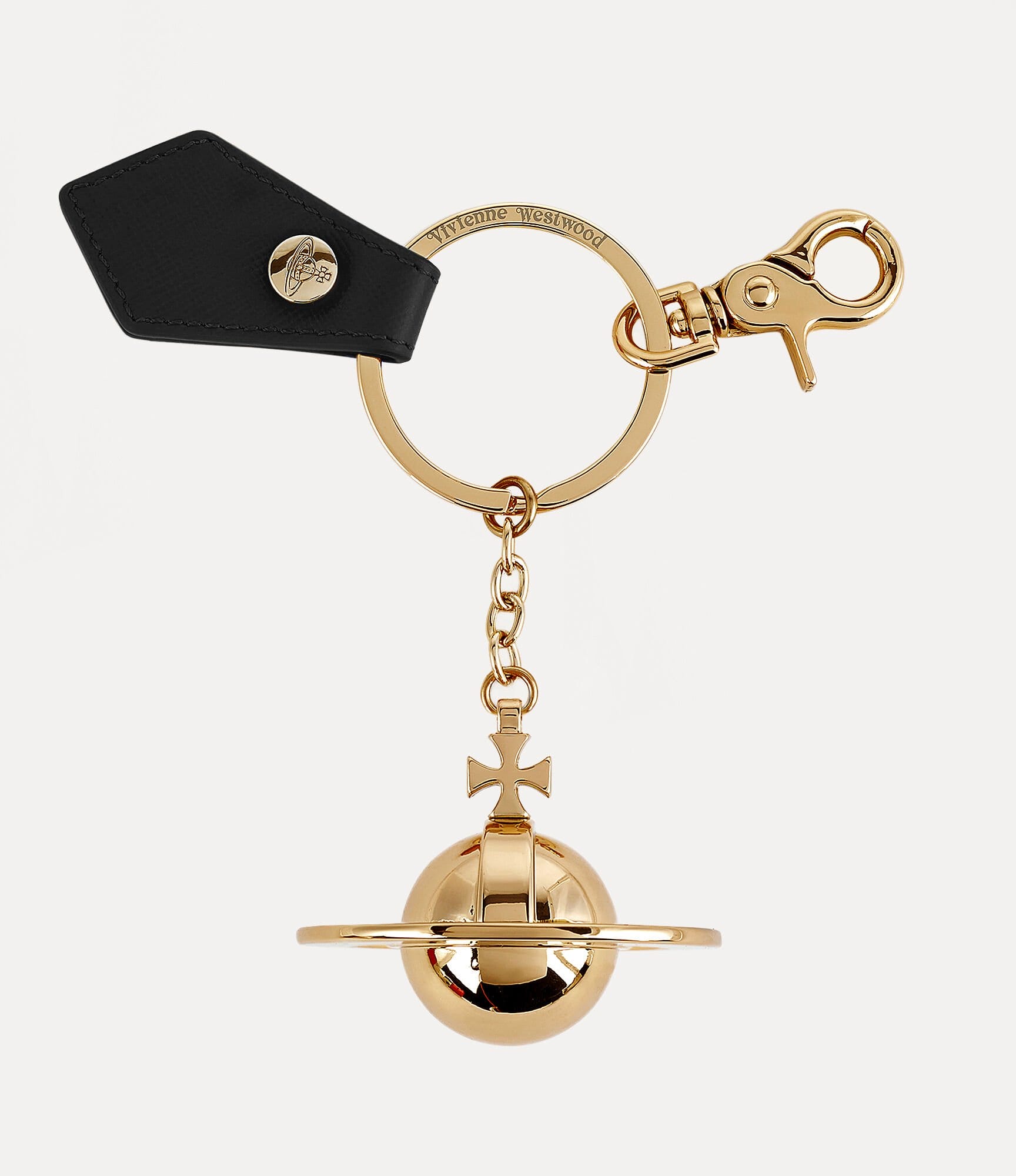 Vivienne Westwood Saffiano 3D Orb Light Gold Keyring