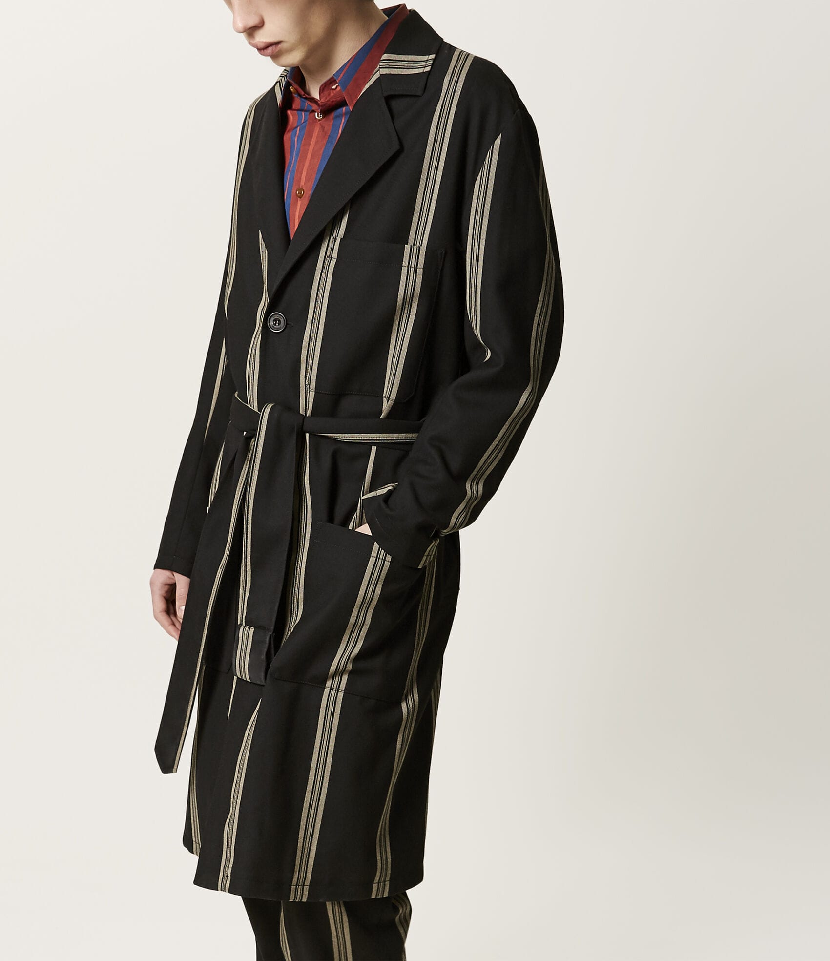 Vivienne Westwood WORKER COAT BLACK NATURAL STRIPES