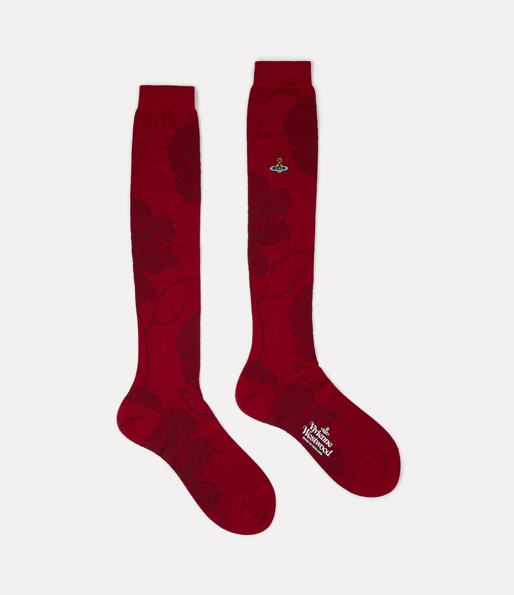 Vivienne Westwood Floral Print Socks Redcurrant