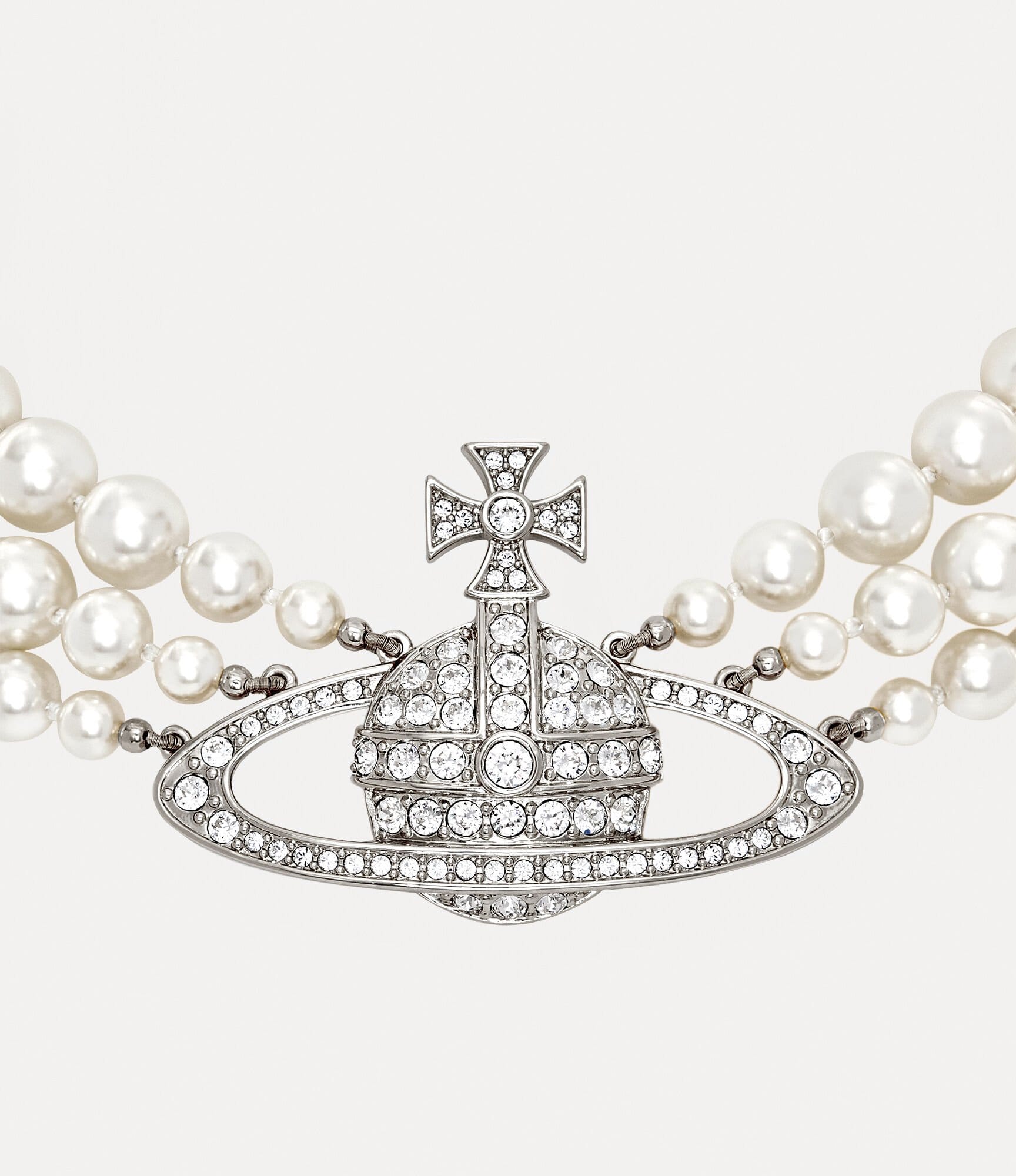 Vivienne Westwood Three Row Pearl Bas Relief Choker