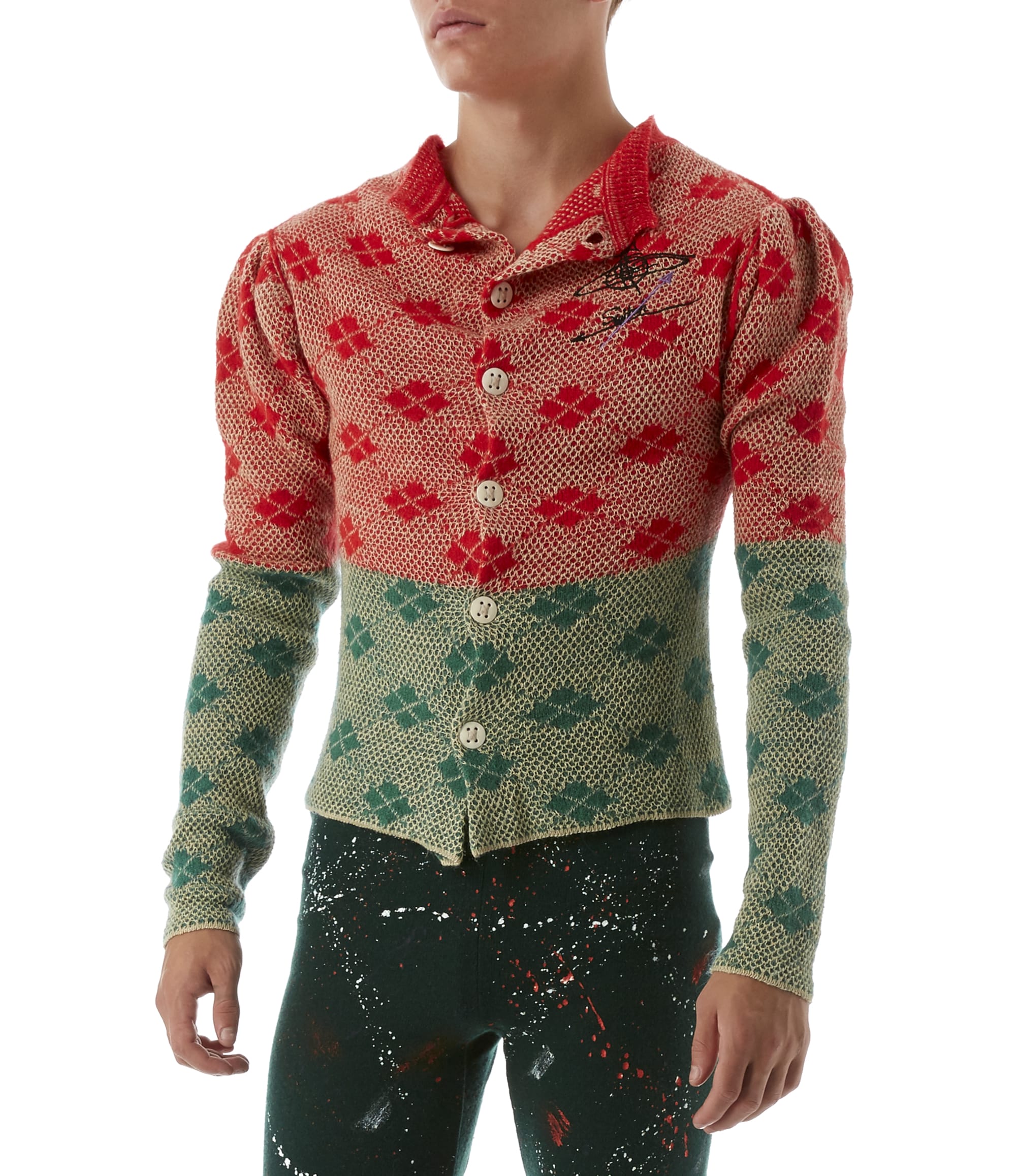 Vivienne Westwood Squary Cardigan Red/Green/Natural Mix