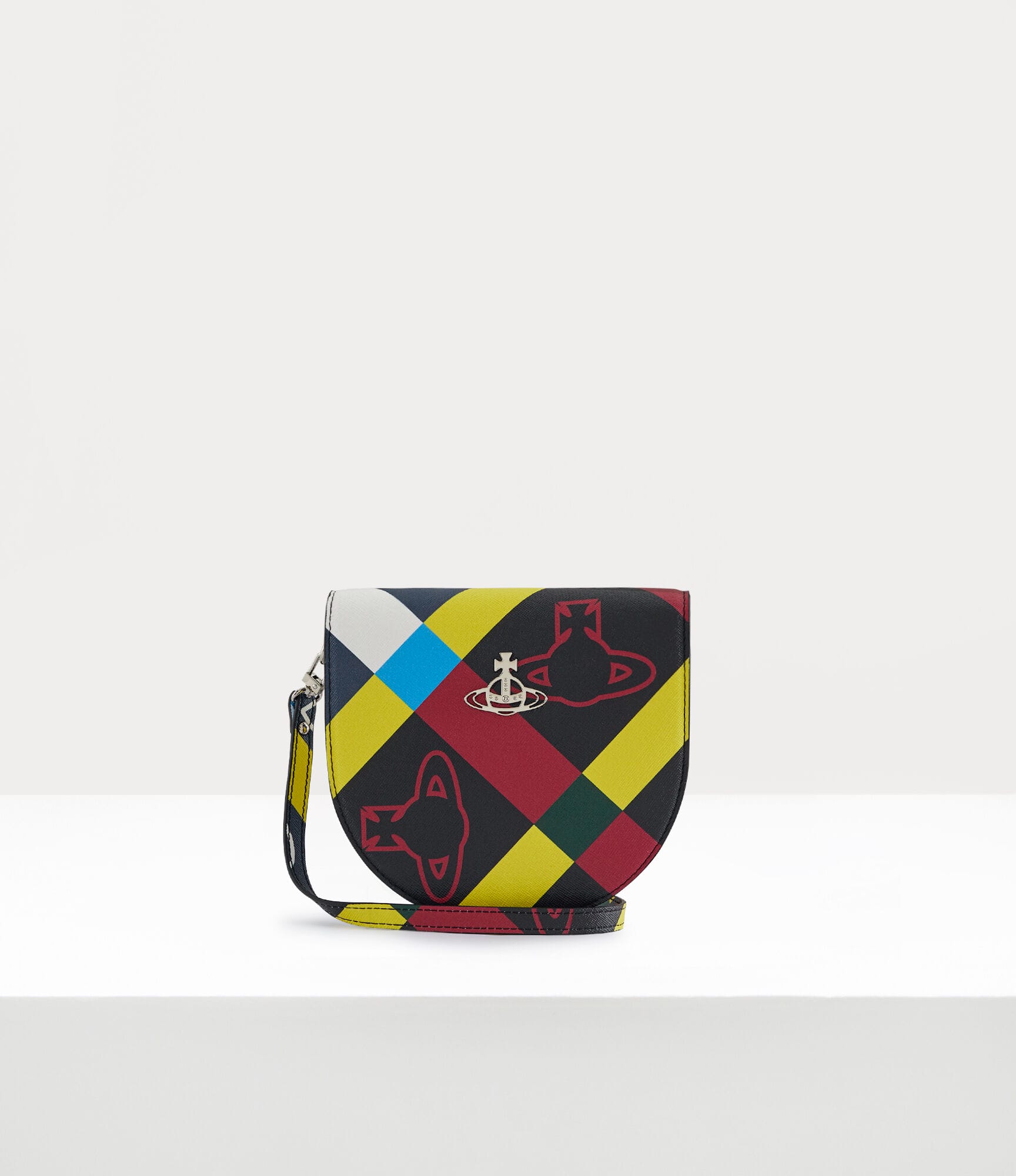 Vivienne Westwood Orb And Heart Check Saddle Crossbody Bag