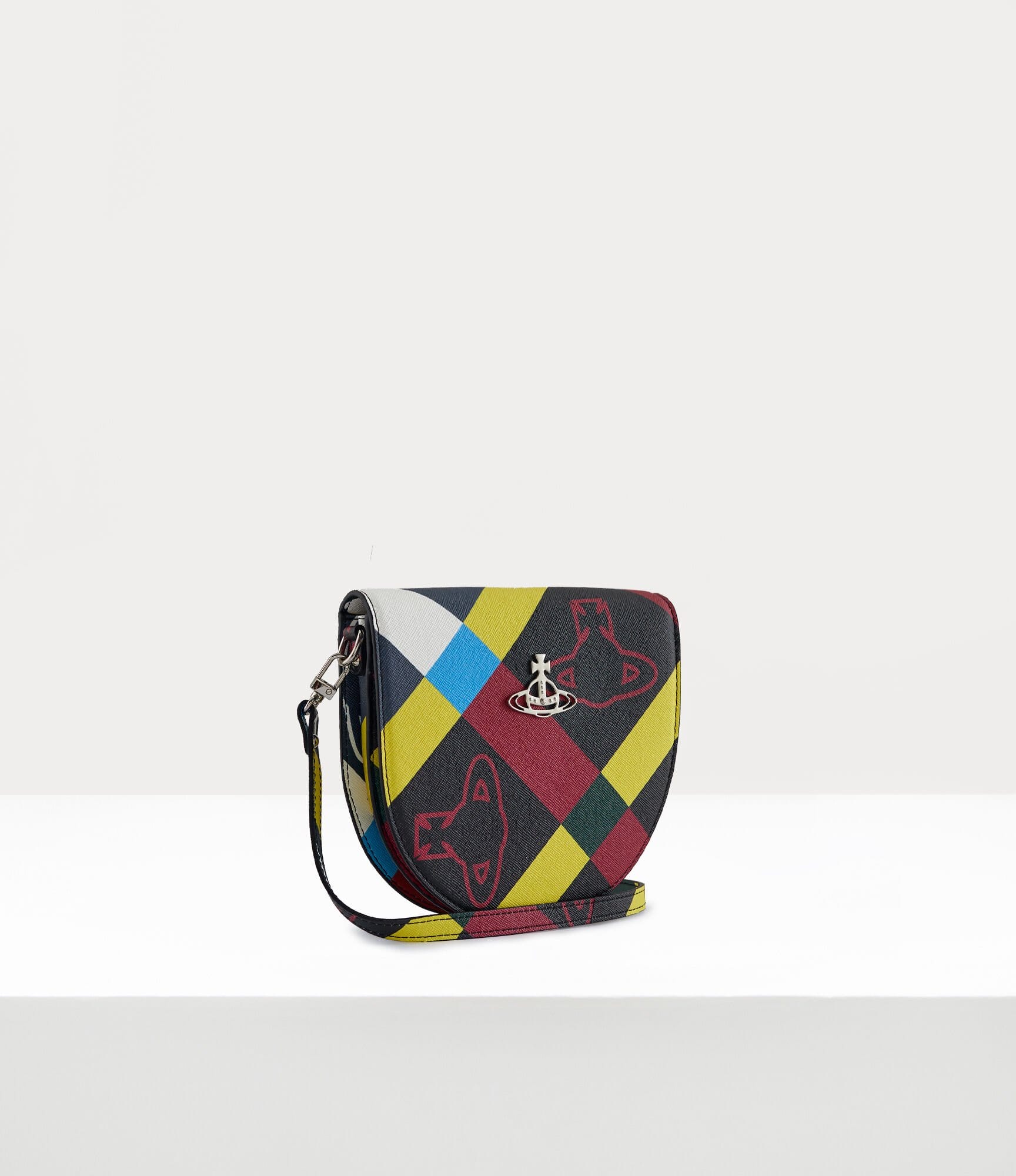 Vivienne Westwood Orb And Heart Check Saddle Crossbody Bag